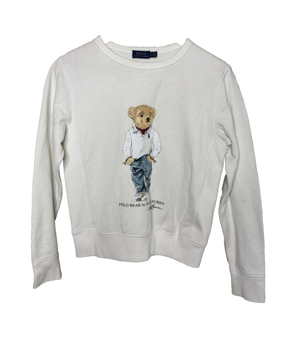 Polo Ralph Lauren WOMEN WHITE Polo Bear Sweatshirt SMALL